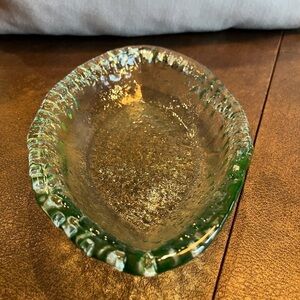 Wavy, Green Glass, Oval Dish